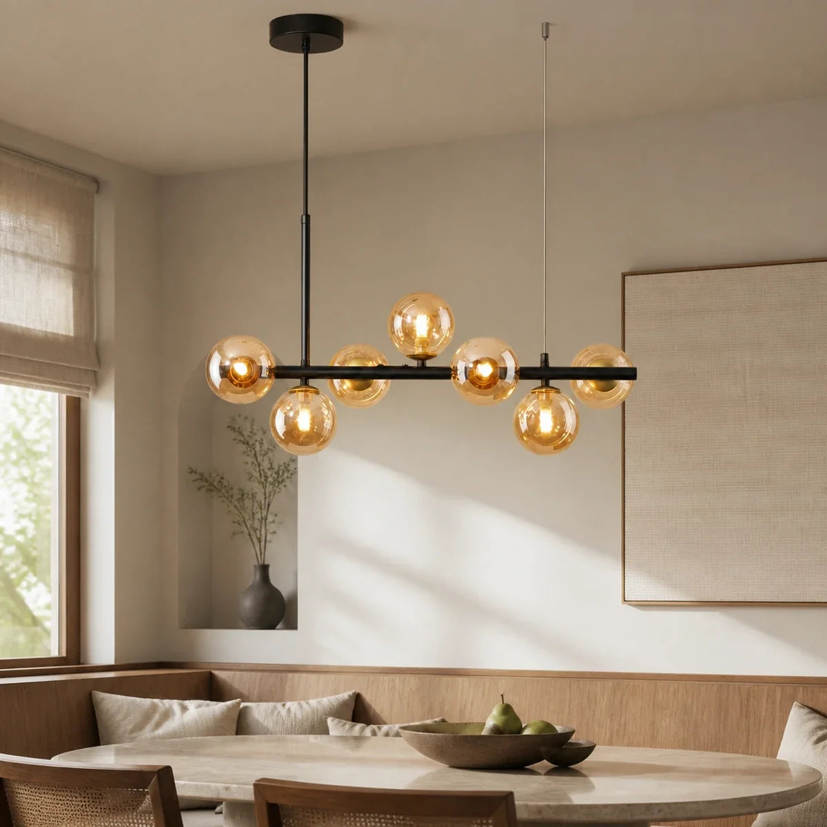 Luminara | Elegant Adjustable Glass Pendant Light Cluster for Kitchen Island