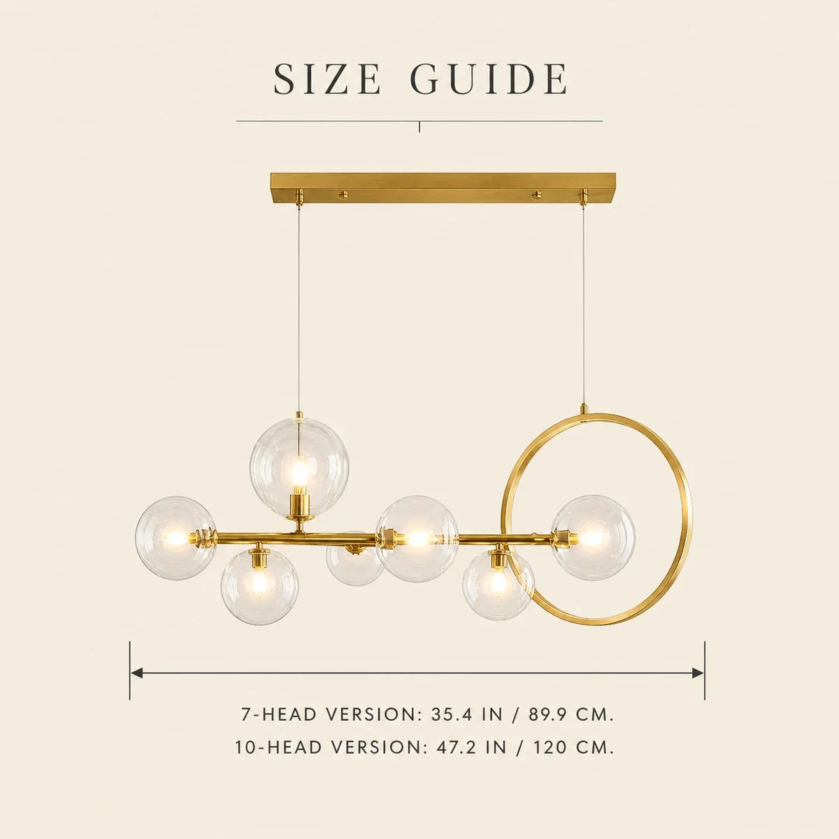 Macrocosm | Elegant Adjustable Glass Pendant Light for Kitchen Décor — size guide