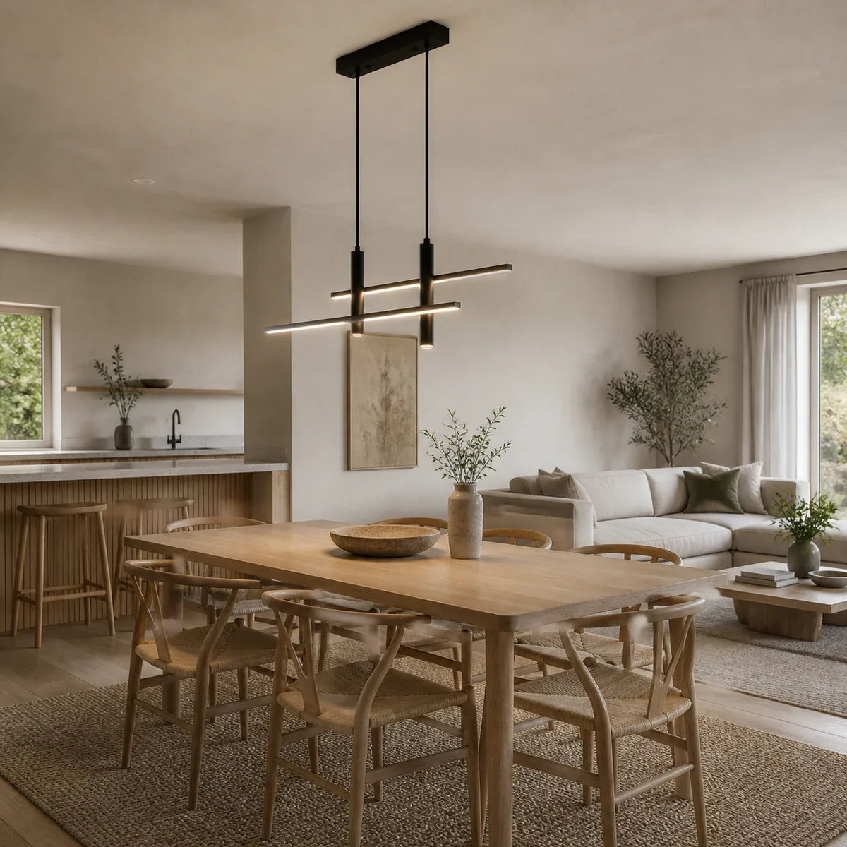 Luminara | Modern Sleek Black Pendant Chandelier for Dining Spaces