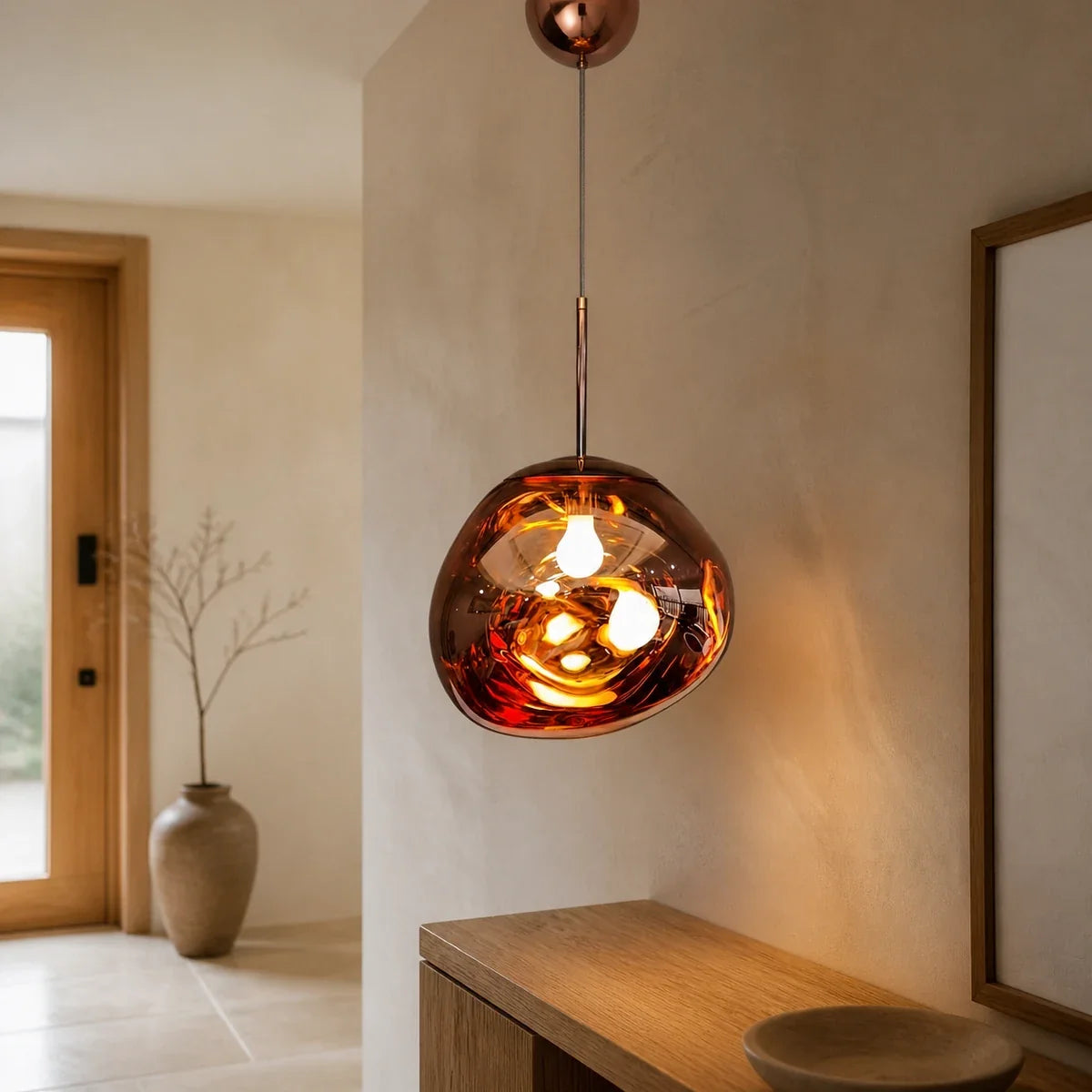LavaGlow | Elegant Sculptural Kitchen Pendant Lighting Fixture — variant rose gold 5 9in 15cm glass