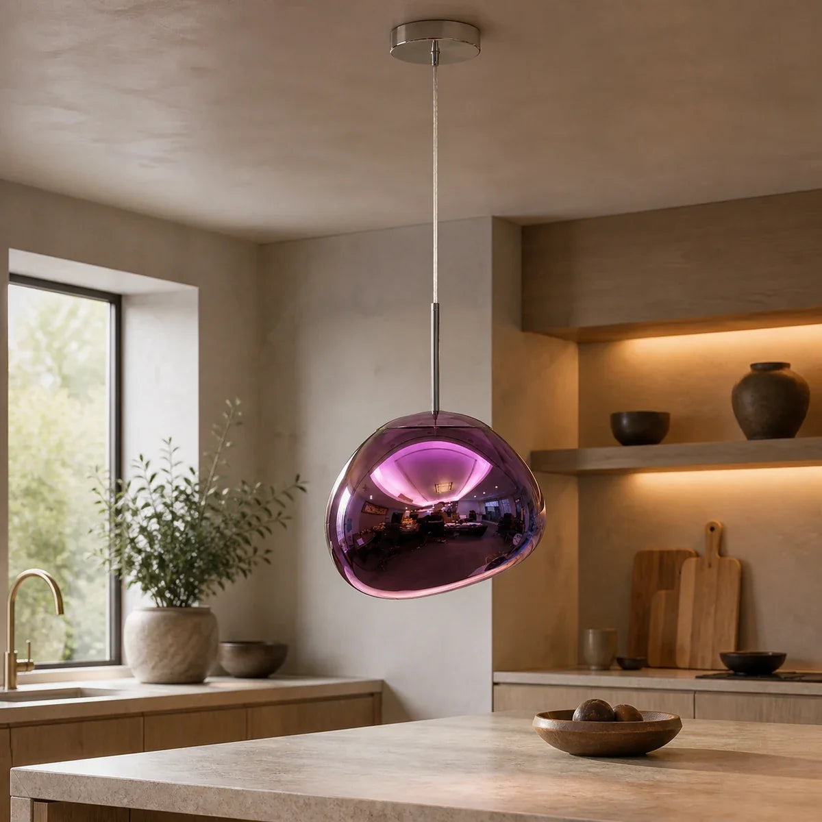 LavaGlow | Elegant Sculptural Kitchen Pendant Lighting Fixture — variant purple 5 9in 15cm acrylic