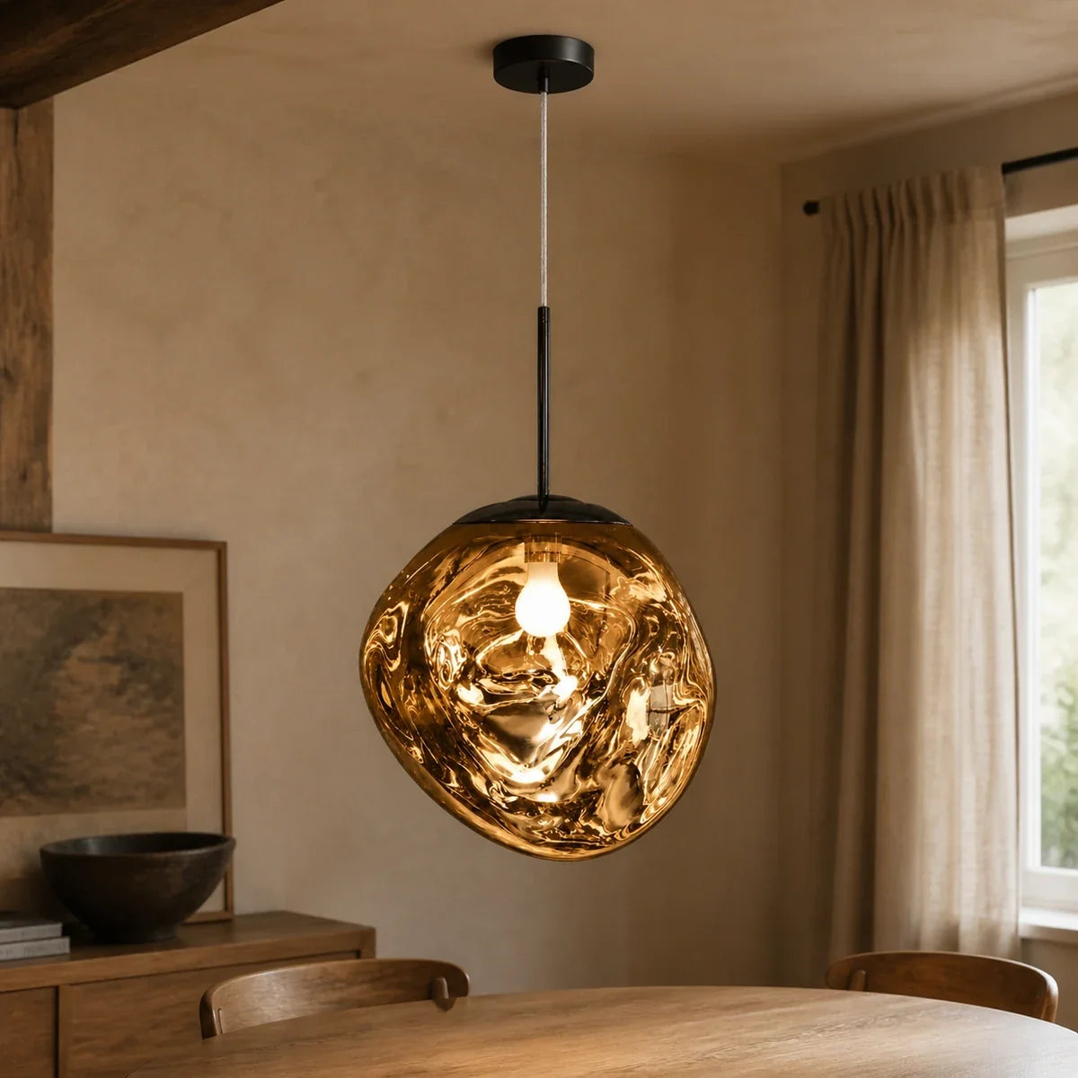 LavaGlow | Elegant Sculptural Kitchen Pendant Lighting Fixture — variant gold 5 9in 15cm glass
