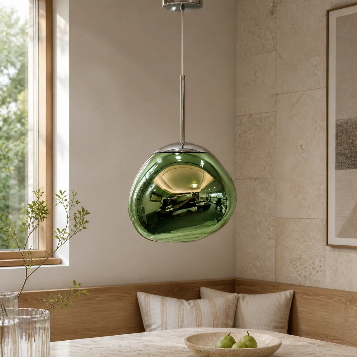 LavaGlow | Elegant Sculptural Kitchen Pendant Lighting Fixture — variant green 5 9in 15cm acrylic