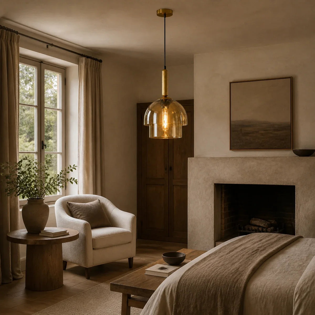 ChampagneGlow | Elegant Adjustable Glass Pendant Lighting with Brass Accents — inspiration