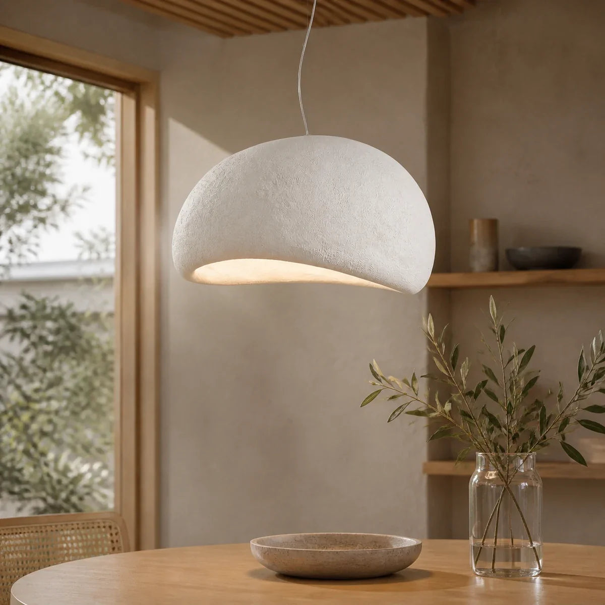 WabiSabi | Elegant Minimalist Fiberglass Pendant Light for Kitchen Island — variant light grey 11 8in