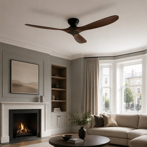 AeroWood | Sleek Low Profile Flush Mount Ceiling Fan with DC Motor – lifestyle close-up