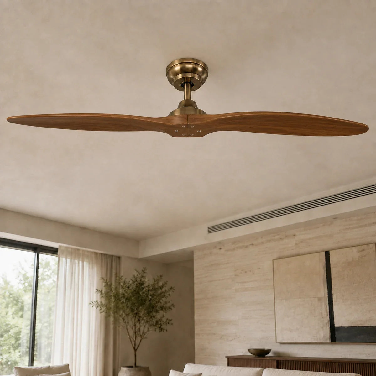 AetherFan | Sleek Low Profile Flush Mount Ceiling Fan with Wood Blades