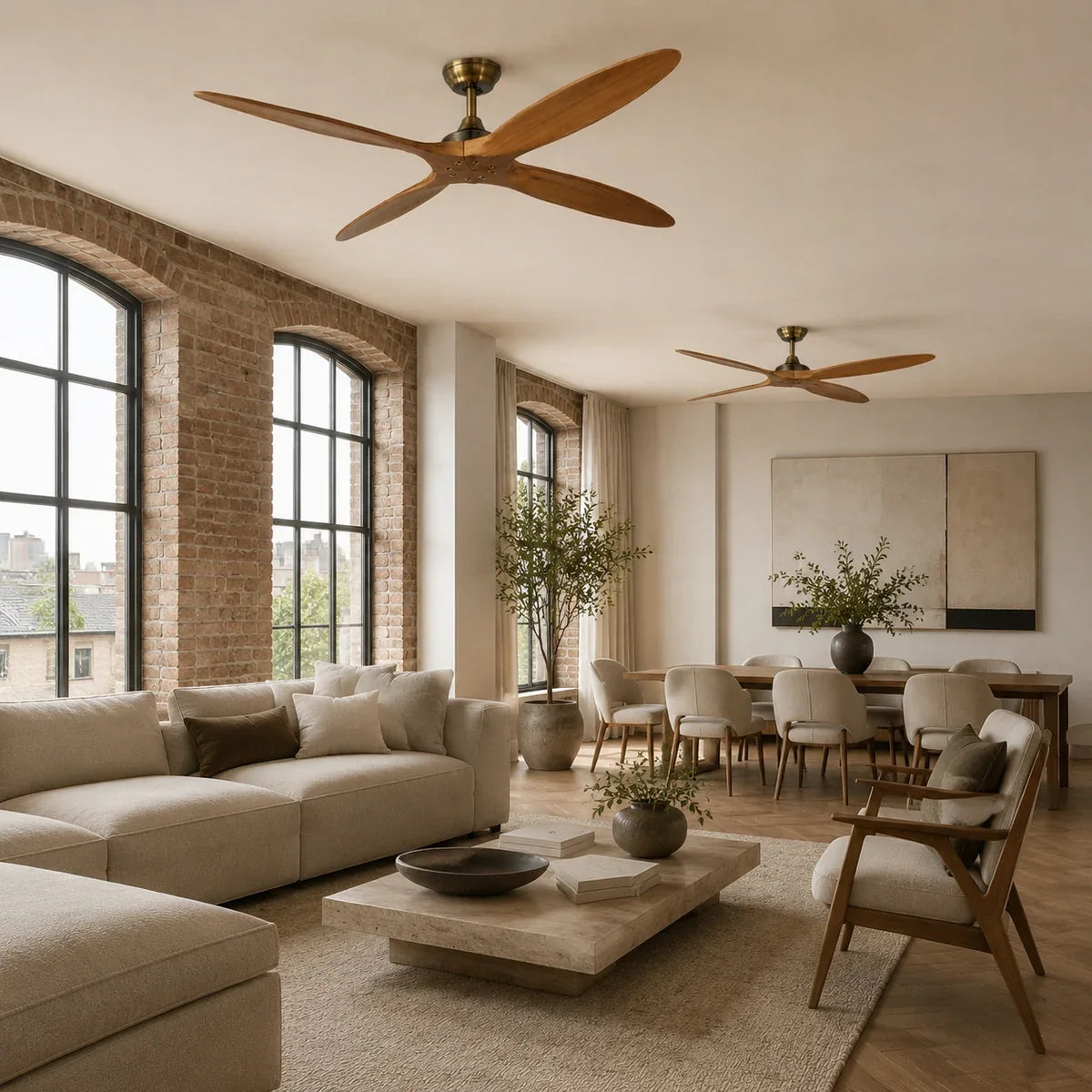 AetherFan | Sleek Low Profile Flush Mount Ceiling Fan with Wood Blades