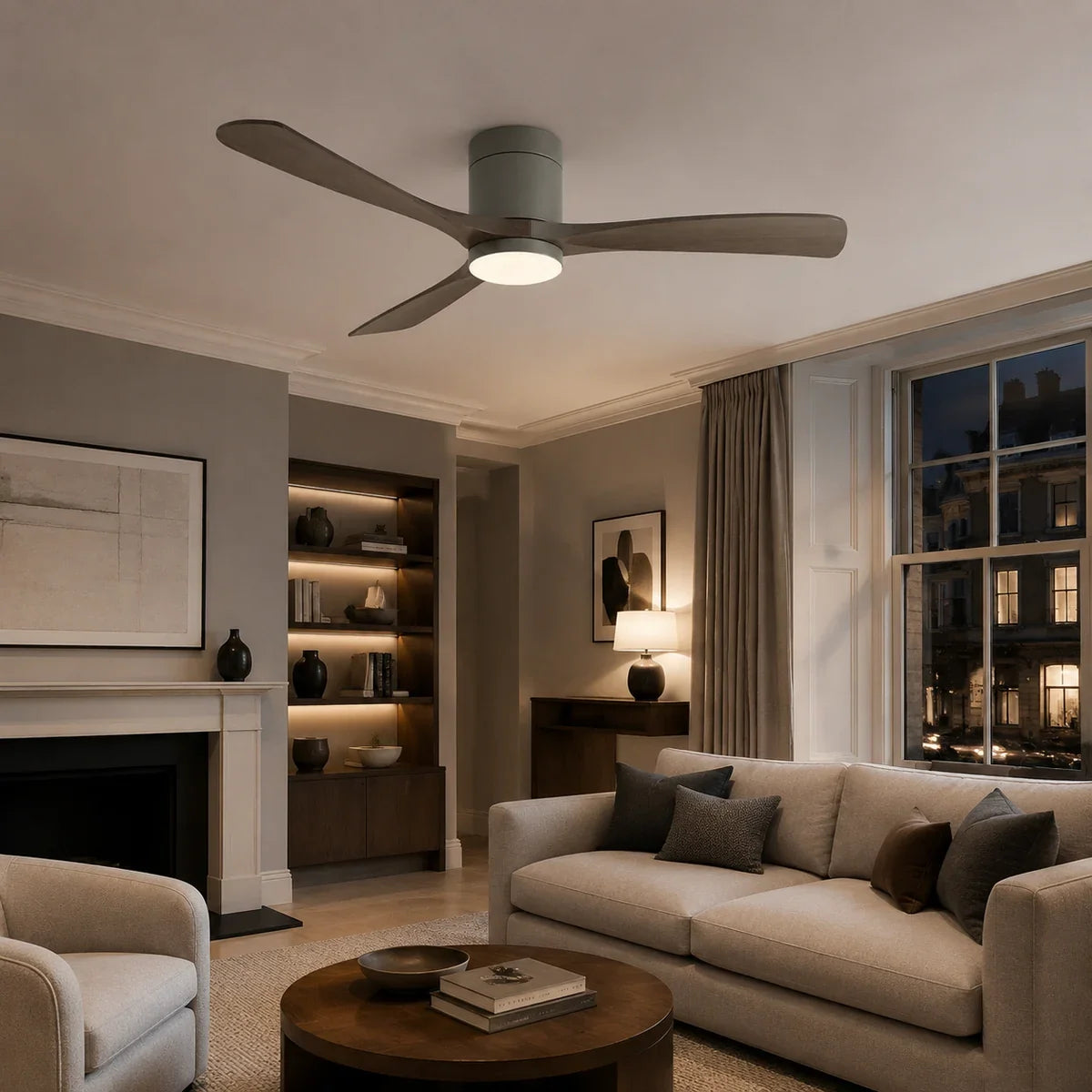 AetherGlow | Sleek Modern Dimmable Flush Mount Ceiling Fan Light – product variant view