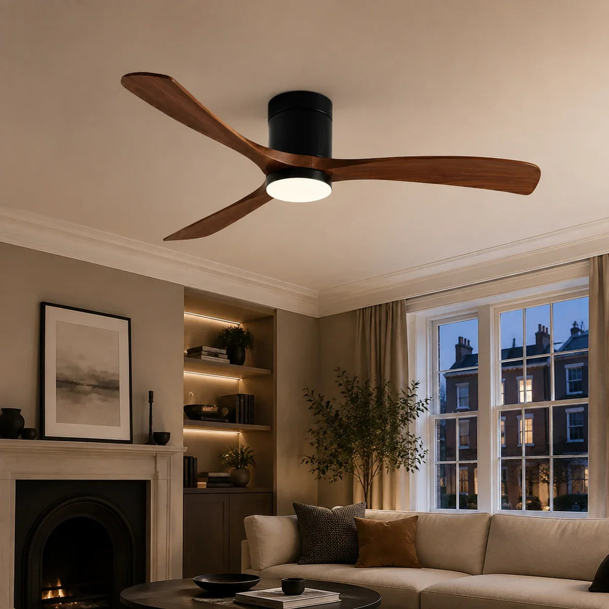 AetherGlow | Sleek Modern Dimmable Flush Mount Ceiling Fan Light – product variant view