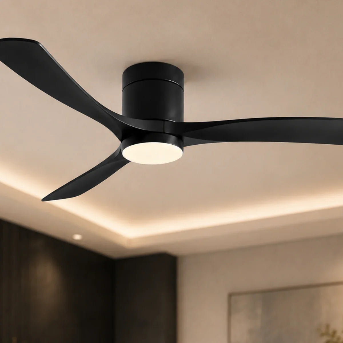 AetherGlow | Sleek Modern Dimmable Flush Mount Ceiling Fan Light – product variant view
