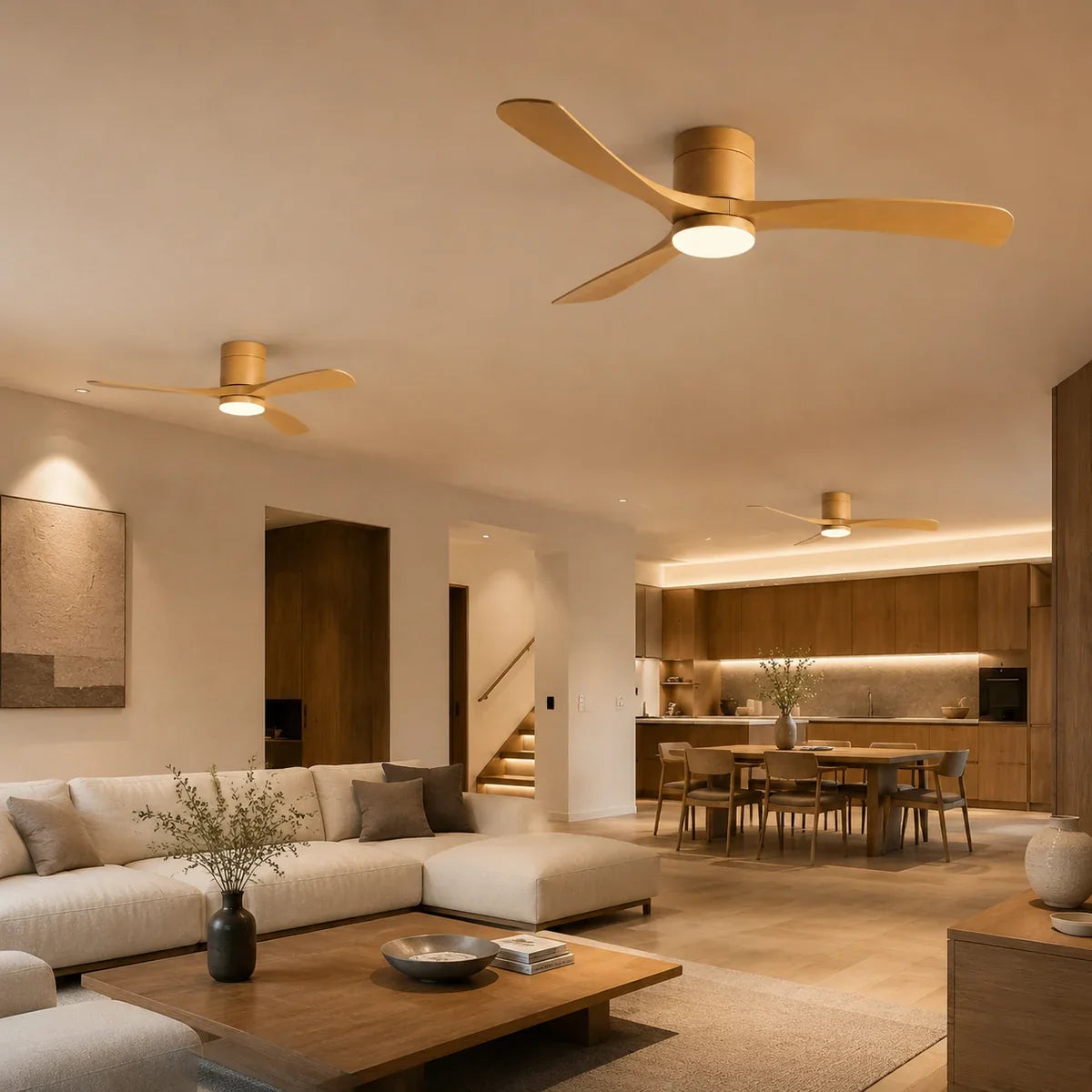 AetherGlow | Sleek Modern Dimmable Flush Mount Ceiling Fan Light – product variant view