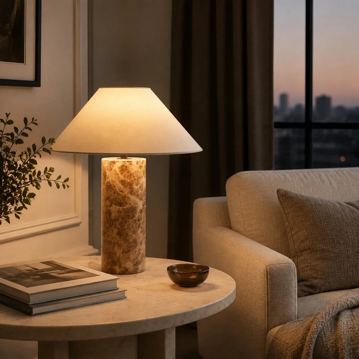 MarbleGlow | Elegant Minimalist LED Table Lamp for Bedside or Desk