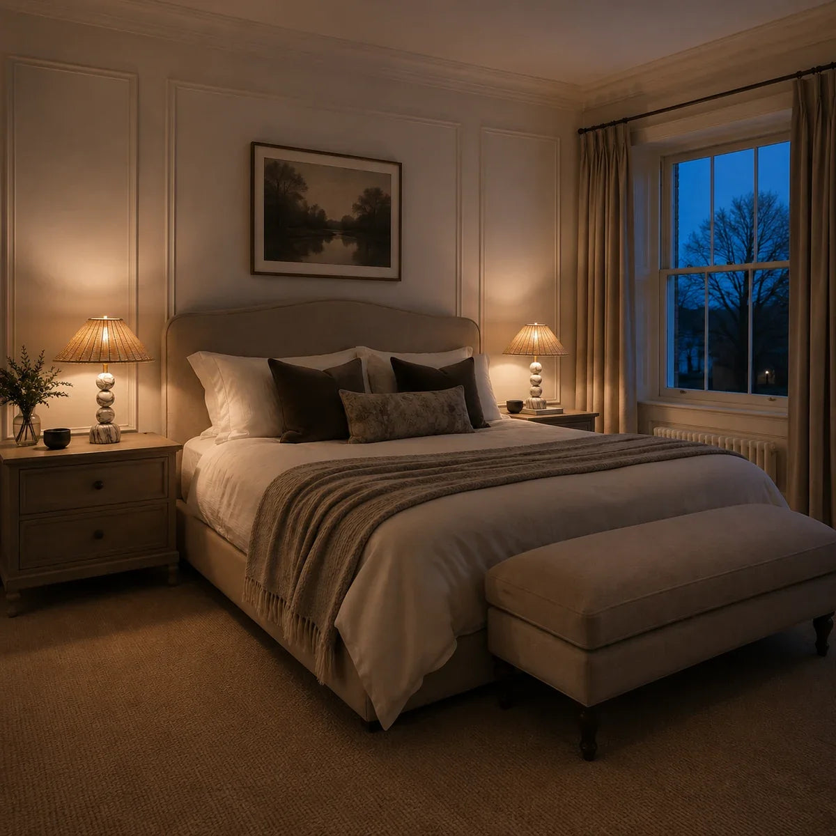 MarbleGlow | Elegant Minimalist Rattan Table Lamp for Bedroom or Desk