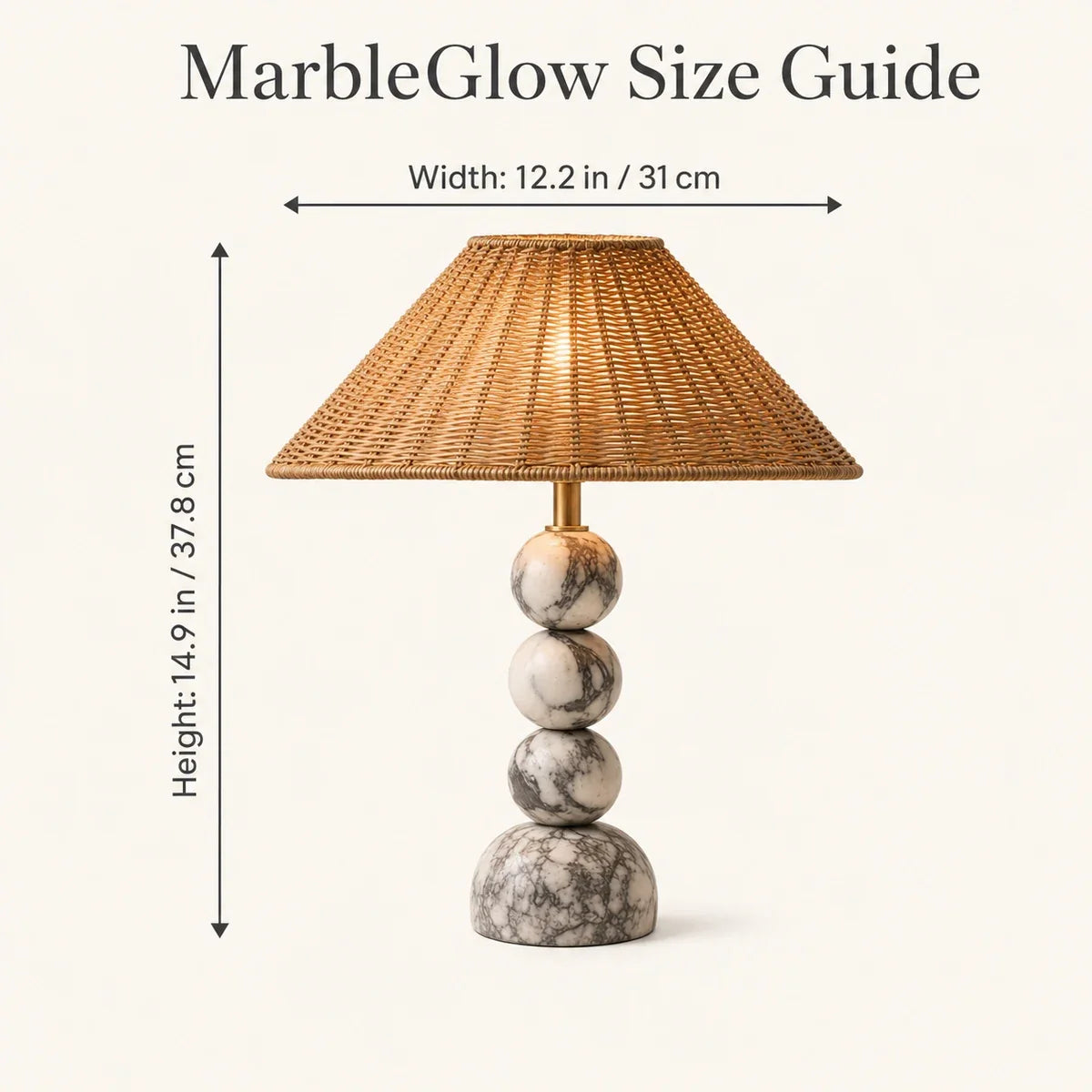 MarbleGlow | Elegant Minimalist Rattan Table Lamp for Bedroom or Desk
