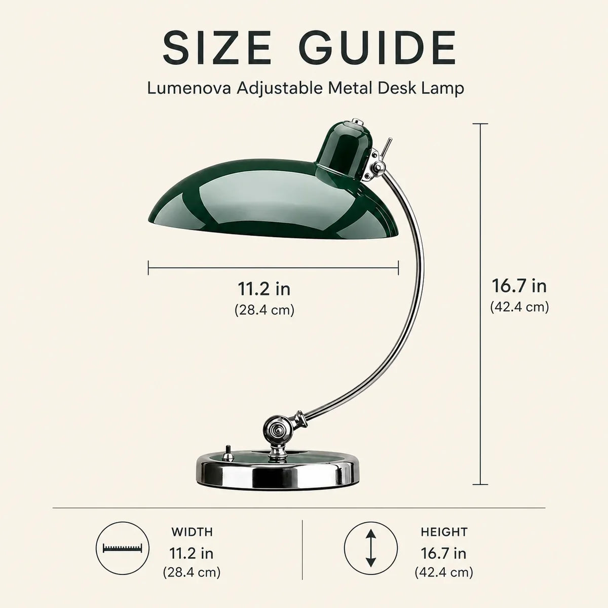 Lumenova Stylish Adjustable Metal Desk Lamp — 07 size guide