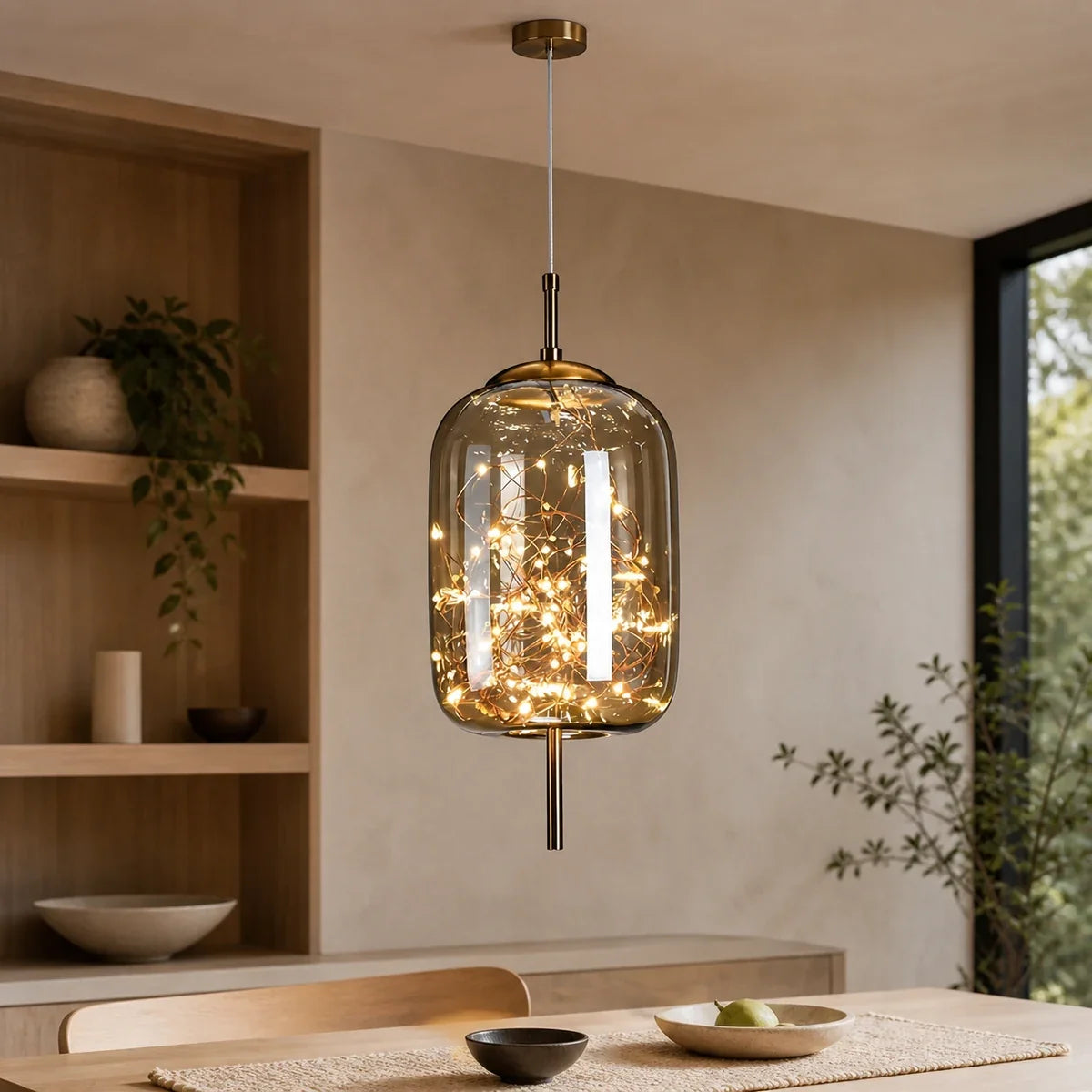 AetherGlow | Modern Adjustable Smoky Glass Kitchen Pendant Lighting