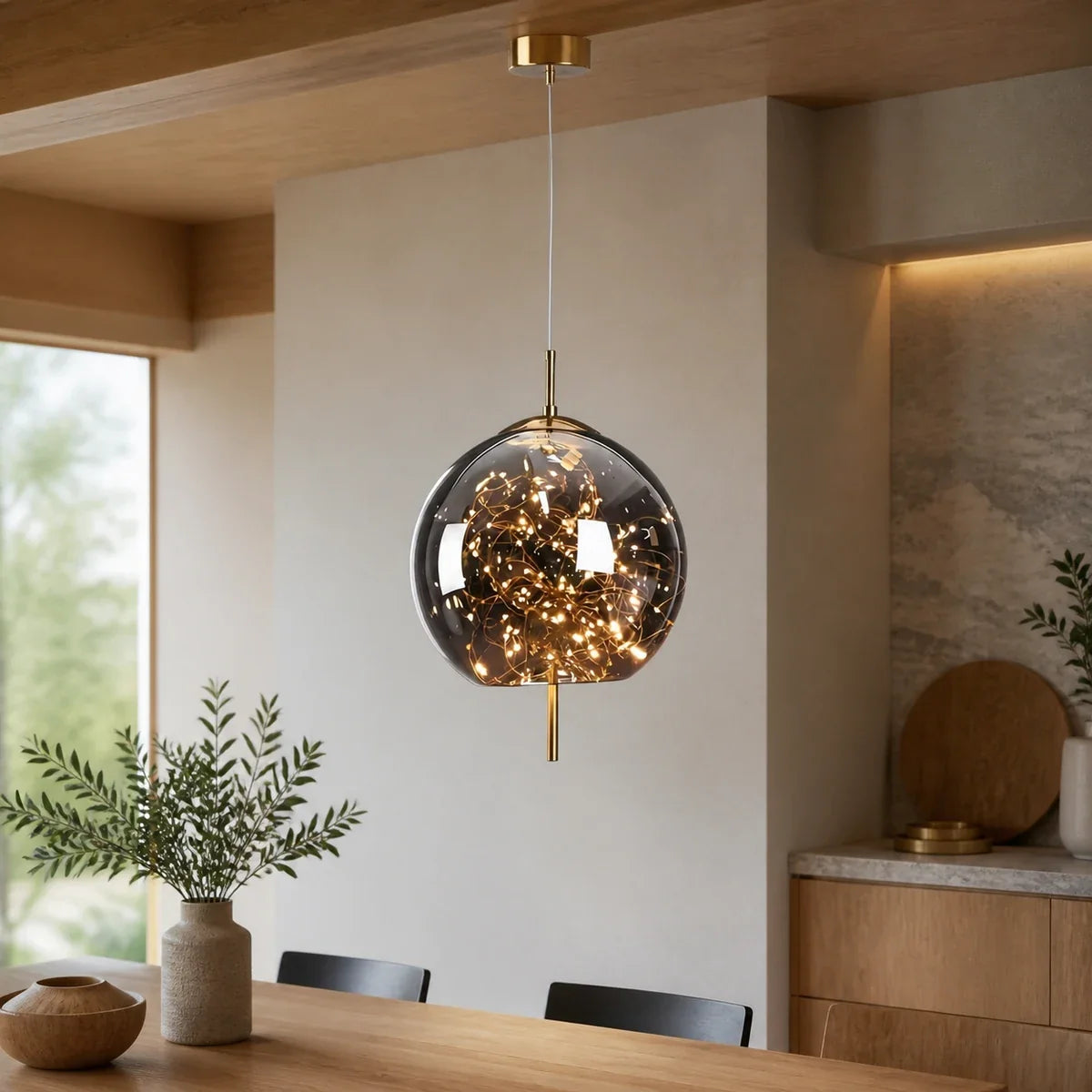 AetherGlow | Modern Adjustable Smoky Glass Kitchen Pendant Lighting