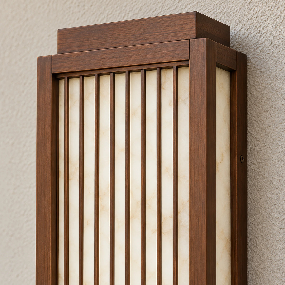 Alabris | Sculptural Outdoor LED Wall Light in Stainless Steel & Alabaster, 75 cm & IP65