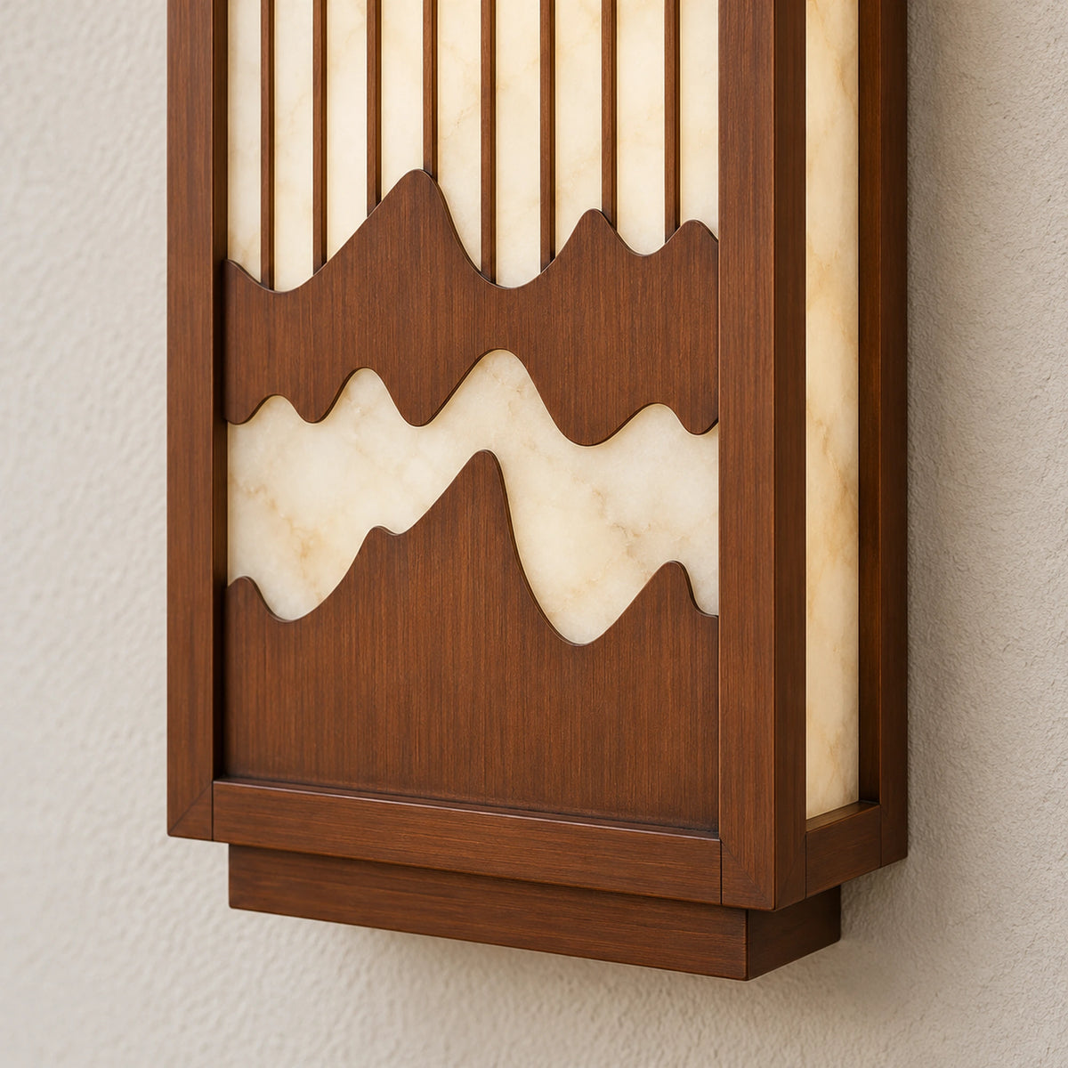 Alabris | Sculptural Outdoor LED Wall Light in Stainless Steel & Alabaster, 75 cm & IP65