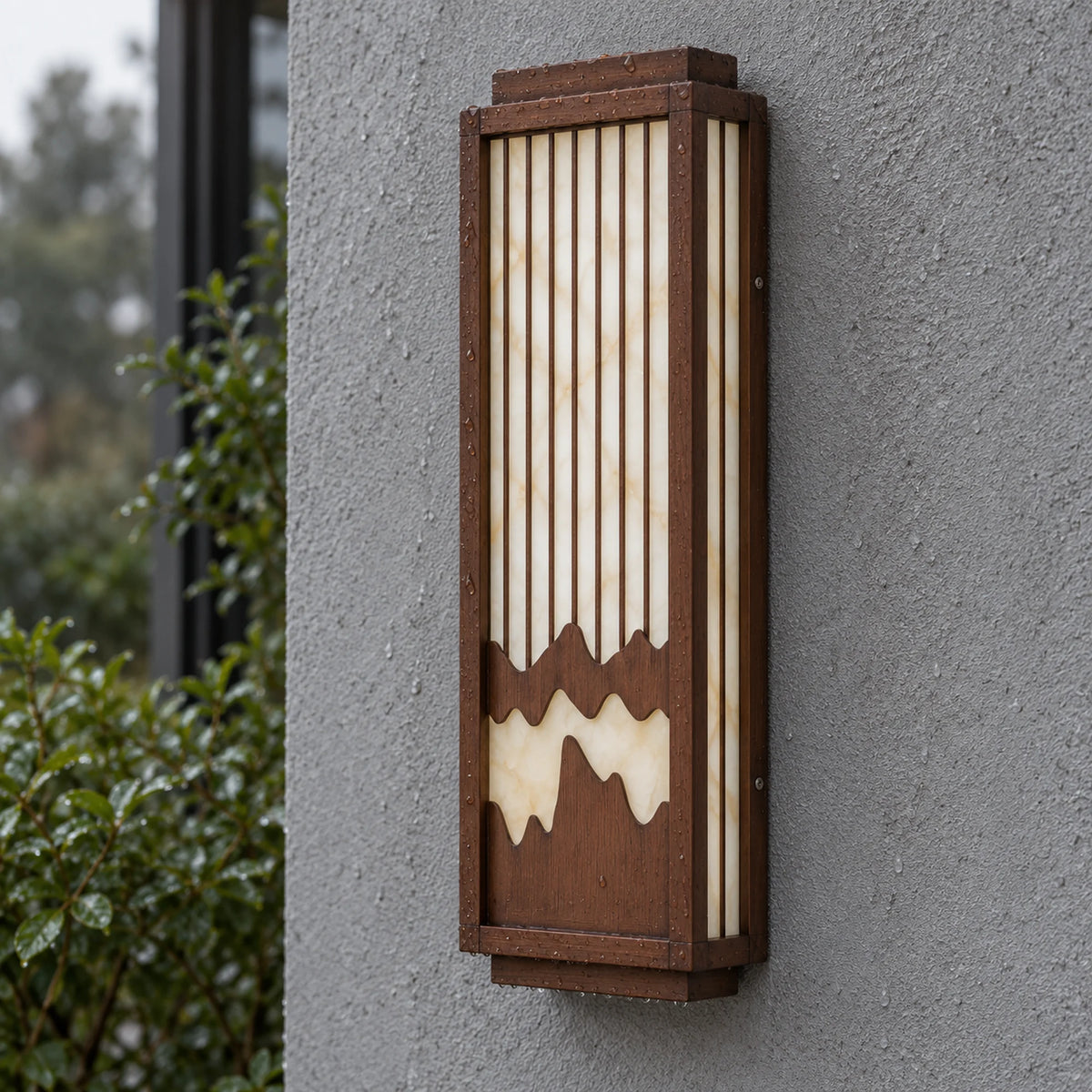 Alabris | Sculptural Outdoor LED Wall Light in Stainless Steel & Alabaster, 75 cm & IP65