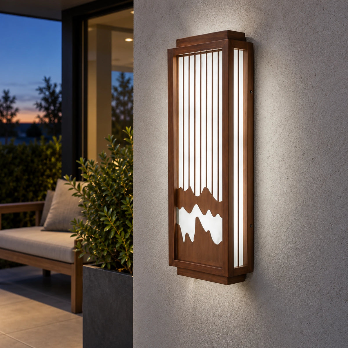 Alabris | Sculptural Outdoor LED Wall Light in Stainless Steel & Alabaster, 75 cm & IP65