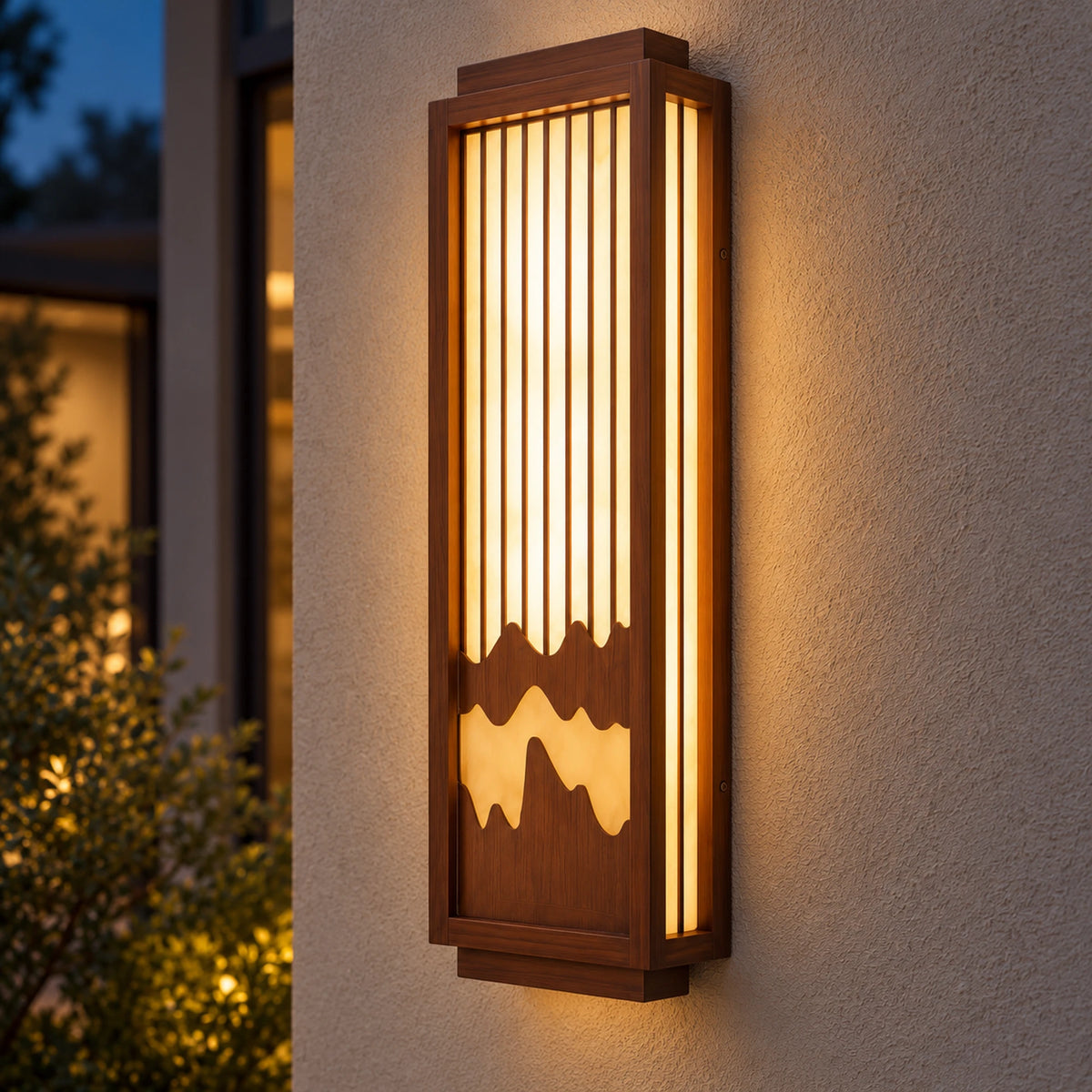 Alabris | Sculptural Outdoor LED Wall Light in Stainless Steel & Alabaster, 75 cm & IP65