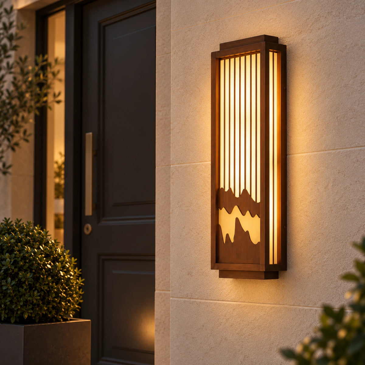 Alabris | Sculptural Outdoor LED Wall Light in Stainless Steel & Alabaster, 75 cm & IP65