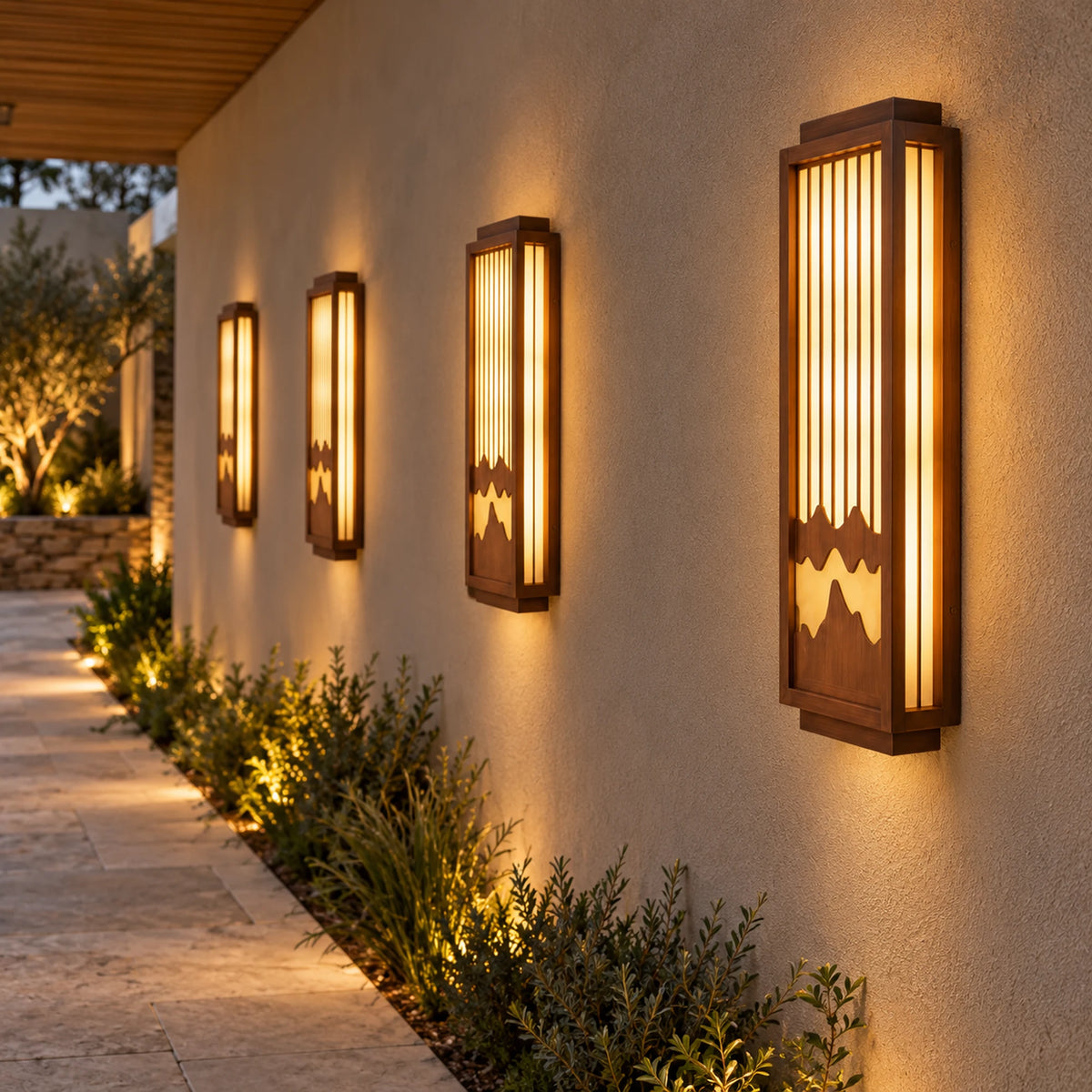 Alabris | Sculptural Outdoor LED Wall Light in Stainless Steel & Alabaster, 75 cm & IP65