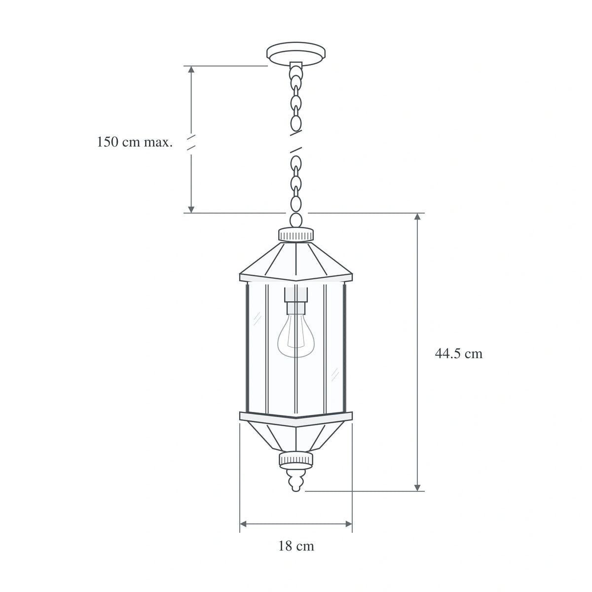 Aurelia | Elegant Outdoor Hanging Pendant Lantern with Clear Glass, Sandblasted Black Finish & IP65 Protection