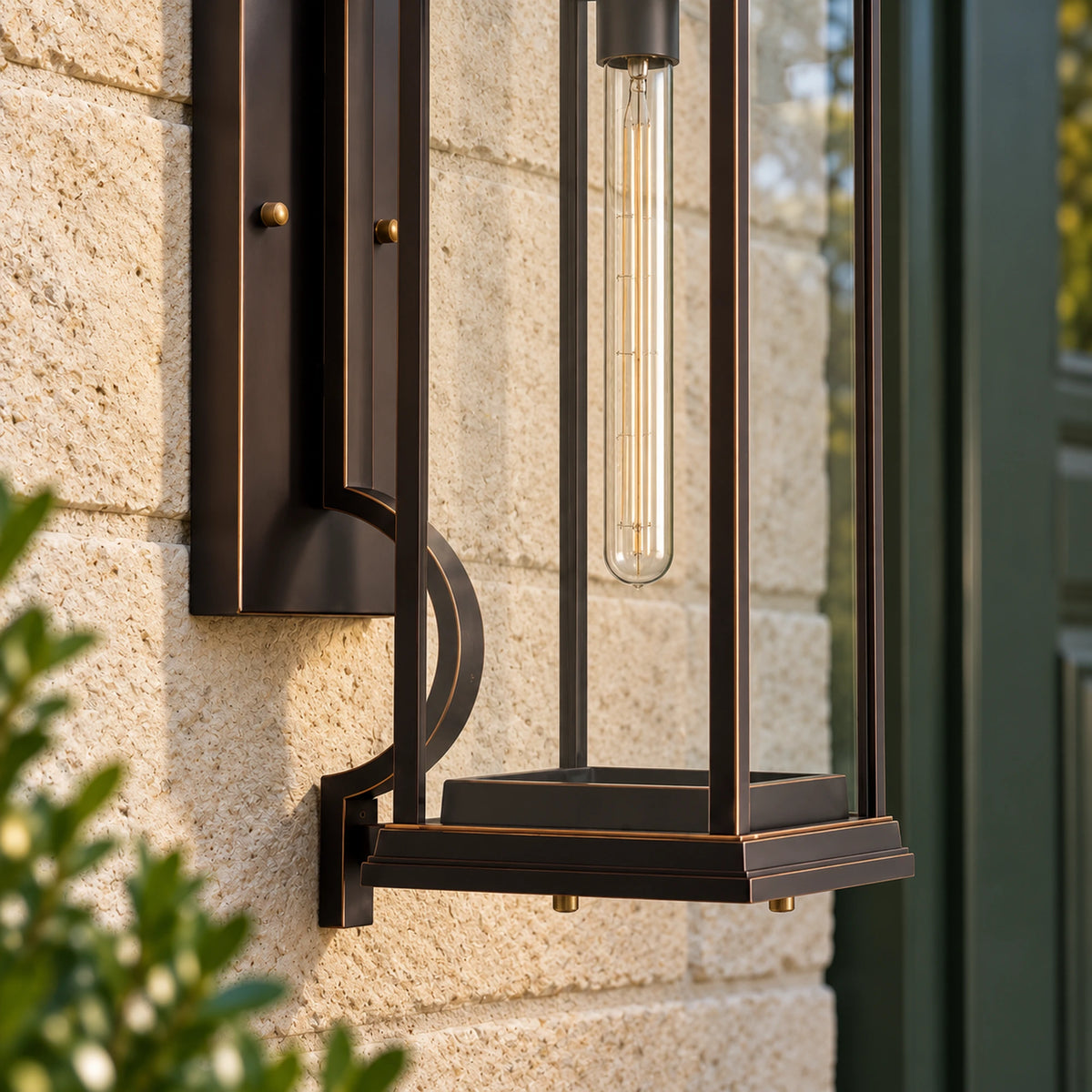 BronzeAura | Elegant Traditional Outdoor Wall Lantern with Clear Glass, Coffee Bronze Finish & IP65 Protection