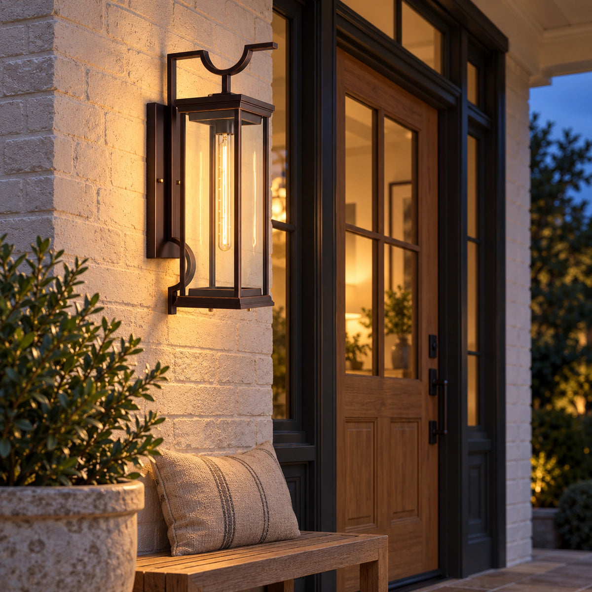 BronzeAura | Elegant Traditional Outdoor Wall Lantern with Clear Glass, Coffee Bronze Finish & IP65 Protection
