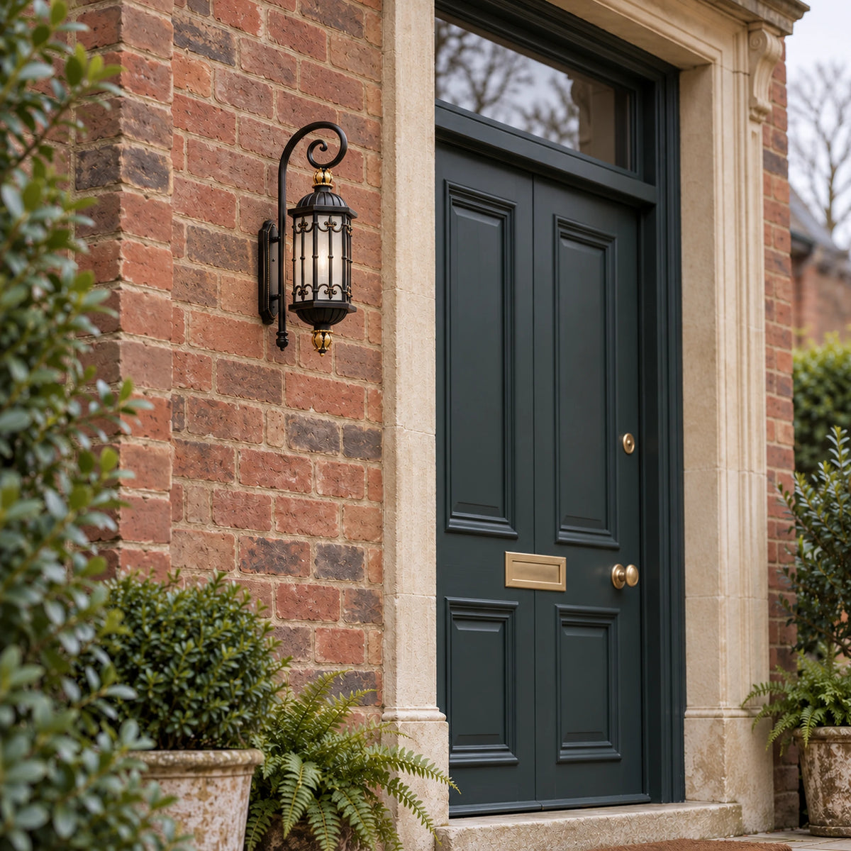 BronzeMist | Elegant Traditional Outdoor Wall Lantern with Acid-Etched Glass, Sand Bronze Finish & IP65 Protection