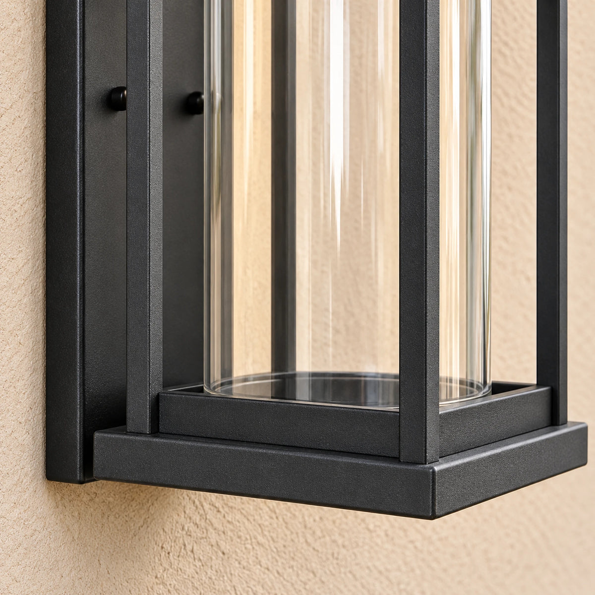 CharcoalGlow | Stylish Black Outdoor Wall Lantern with Clear Glass