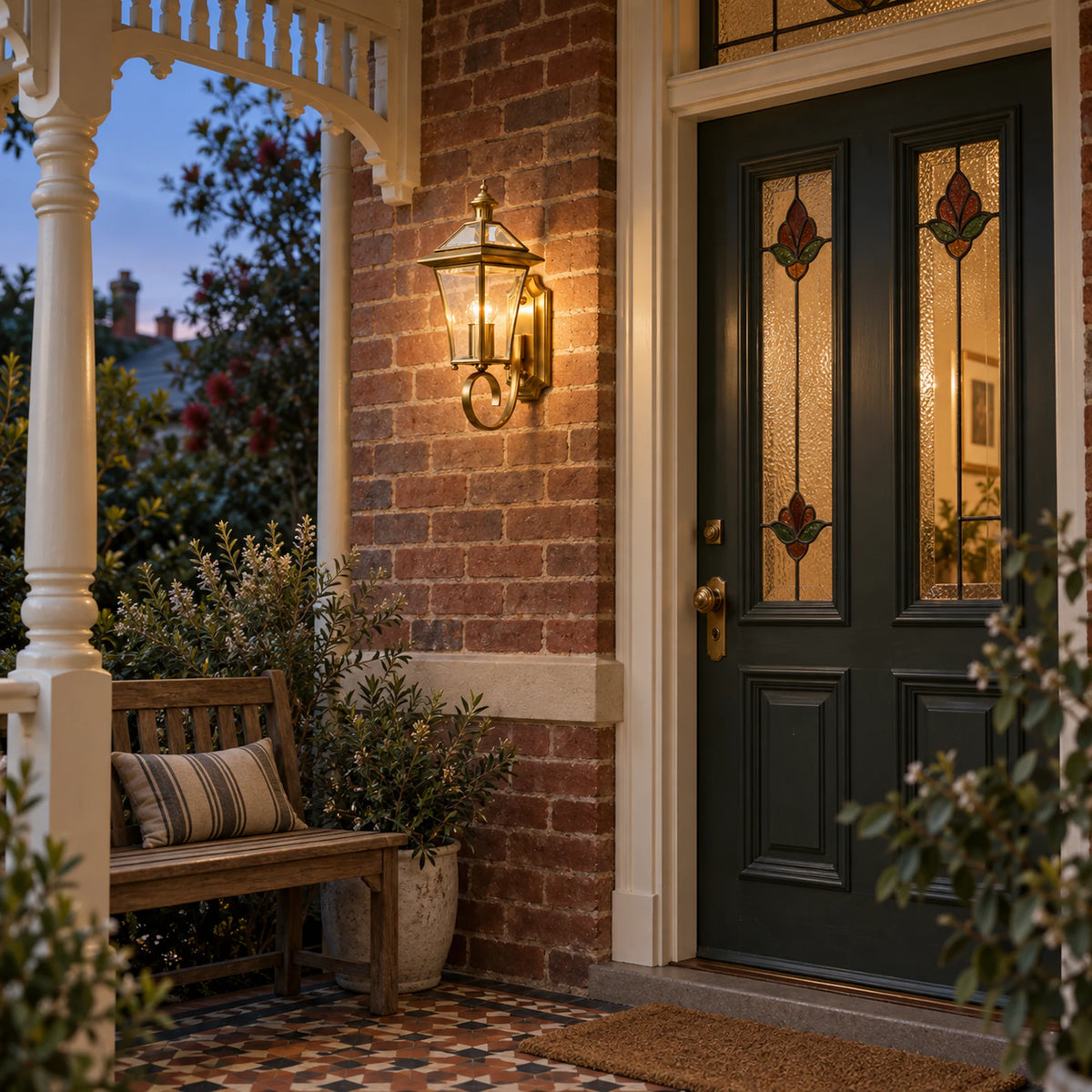 BrassElegance | Classic Stylish Outdoor Wall Lantern with Clear Glass 4