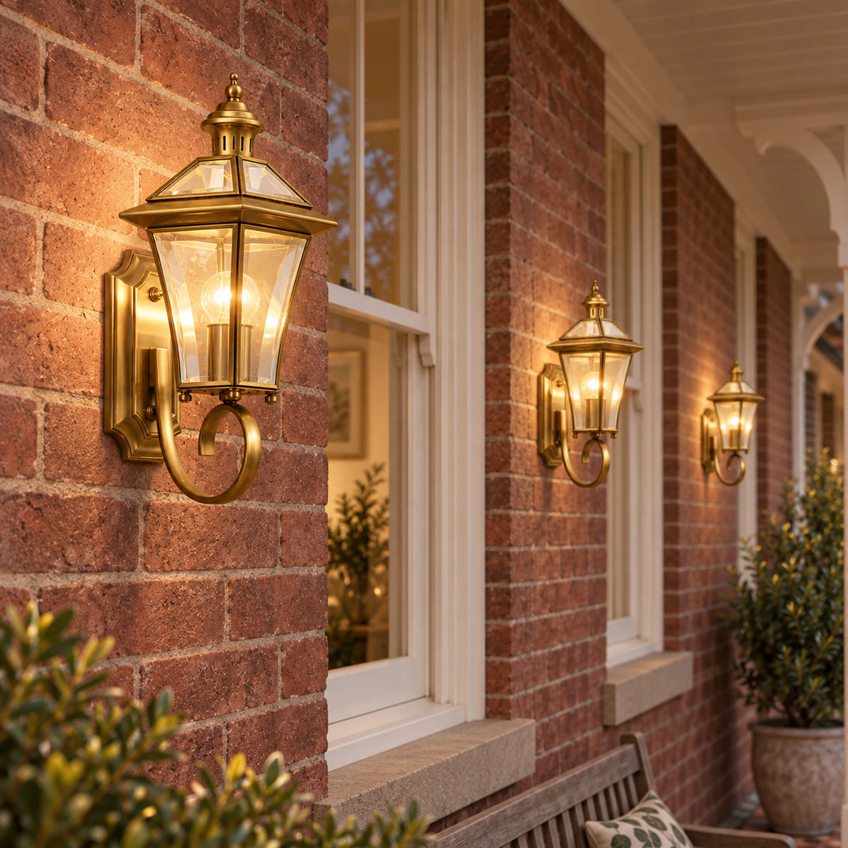 BrassLuxe | Classic Stylish Outdoor Wall Lantern with Clear Glass