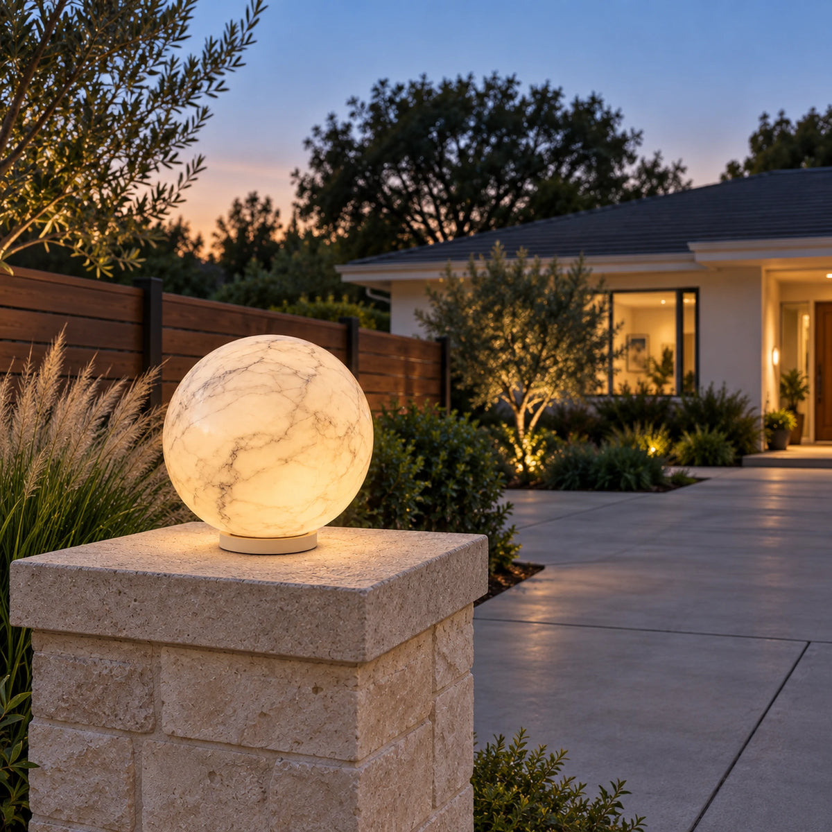 MarbleGlow | Stylish Elegant Outdoor Pillar Light with Tri-Colour LED 6