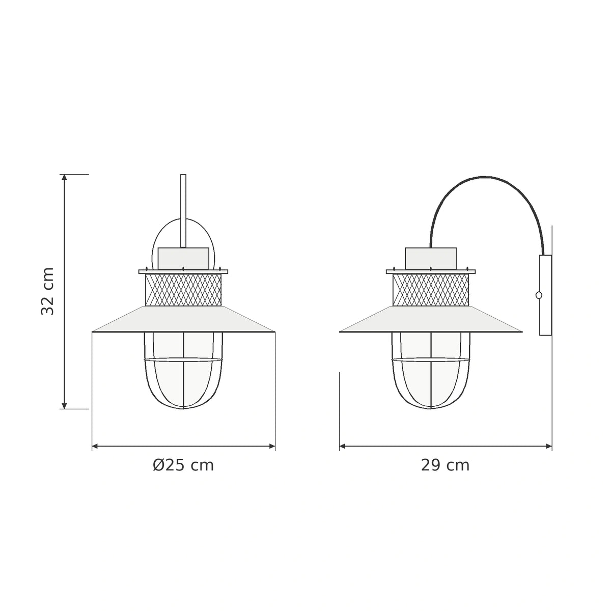 Harbelle | Industrial Outdoor Wall Light with Frosted Glass, Black or Coffee Gold Finish & IP65
