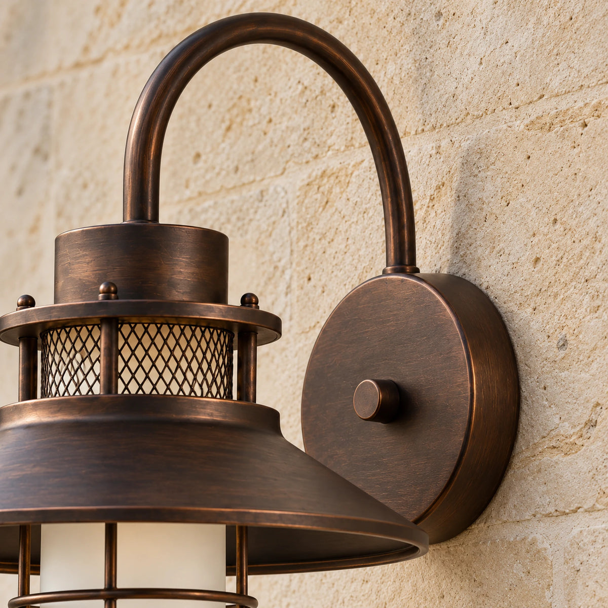 Harbelle | Industrial Outdoor Wall Light with Frosted Glass, Black or Coffee Gold Finish & IP65