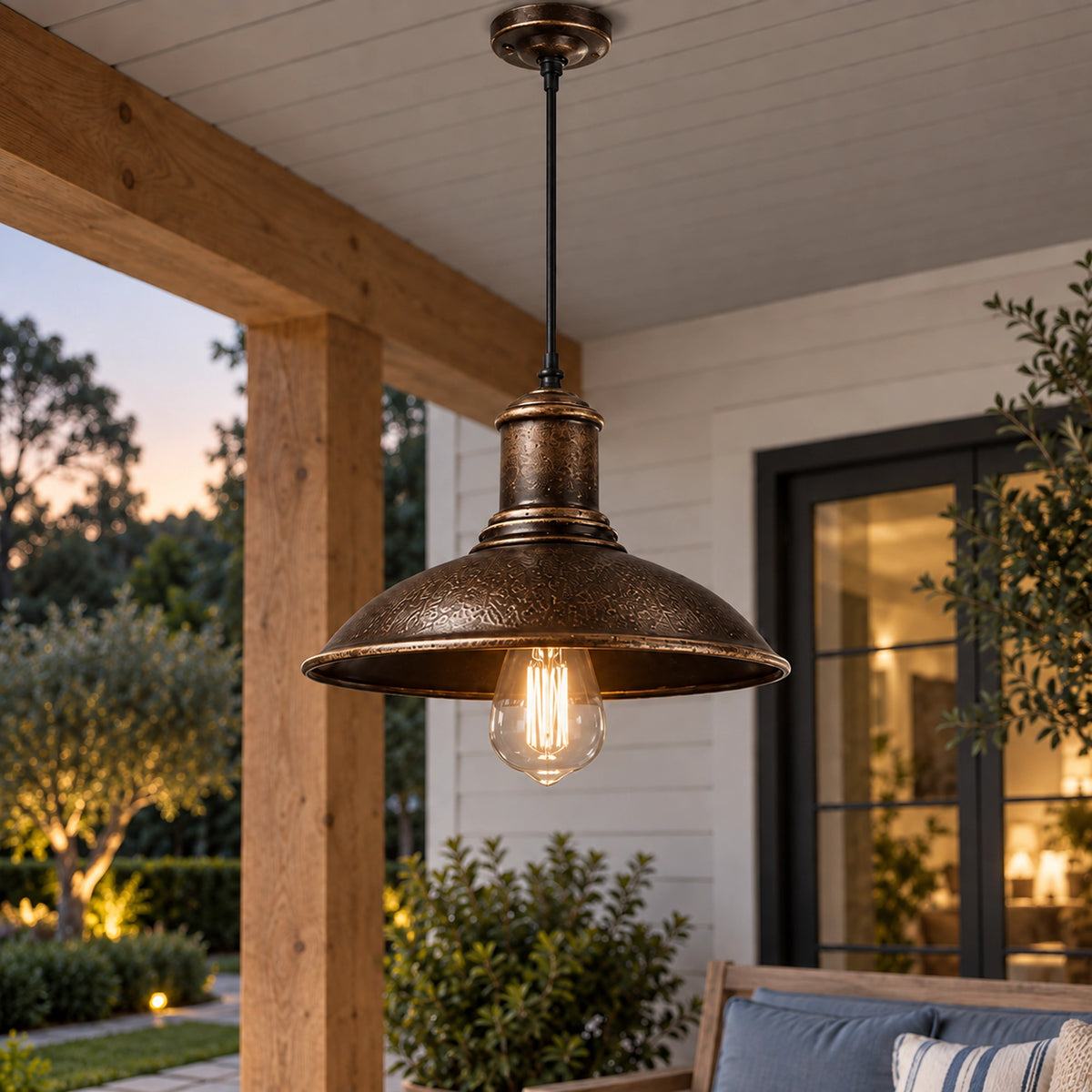 IronCraft | Stylish Industrial Outdoor Hanging Pendant Light Fixture
