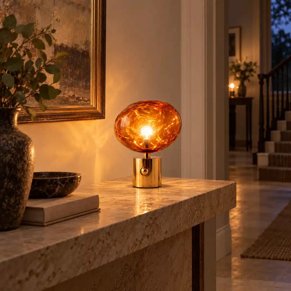 LavaGlow | Elegant Adjustable LED Table Lamp with Rose Gold Base
