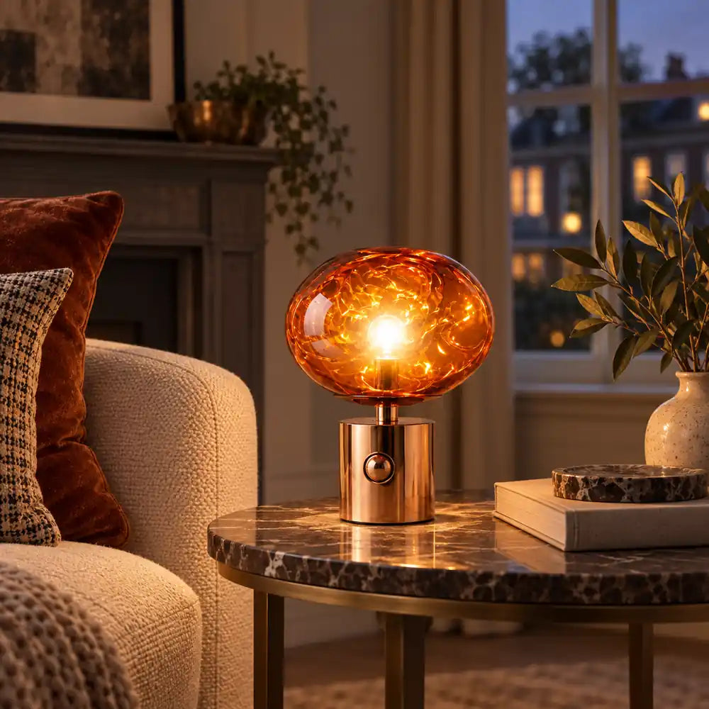 LavaGlow | Elegant Adjustable LED Table Lamp with Rose Gold Base