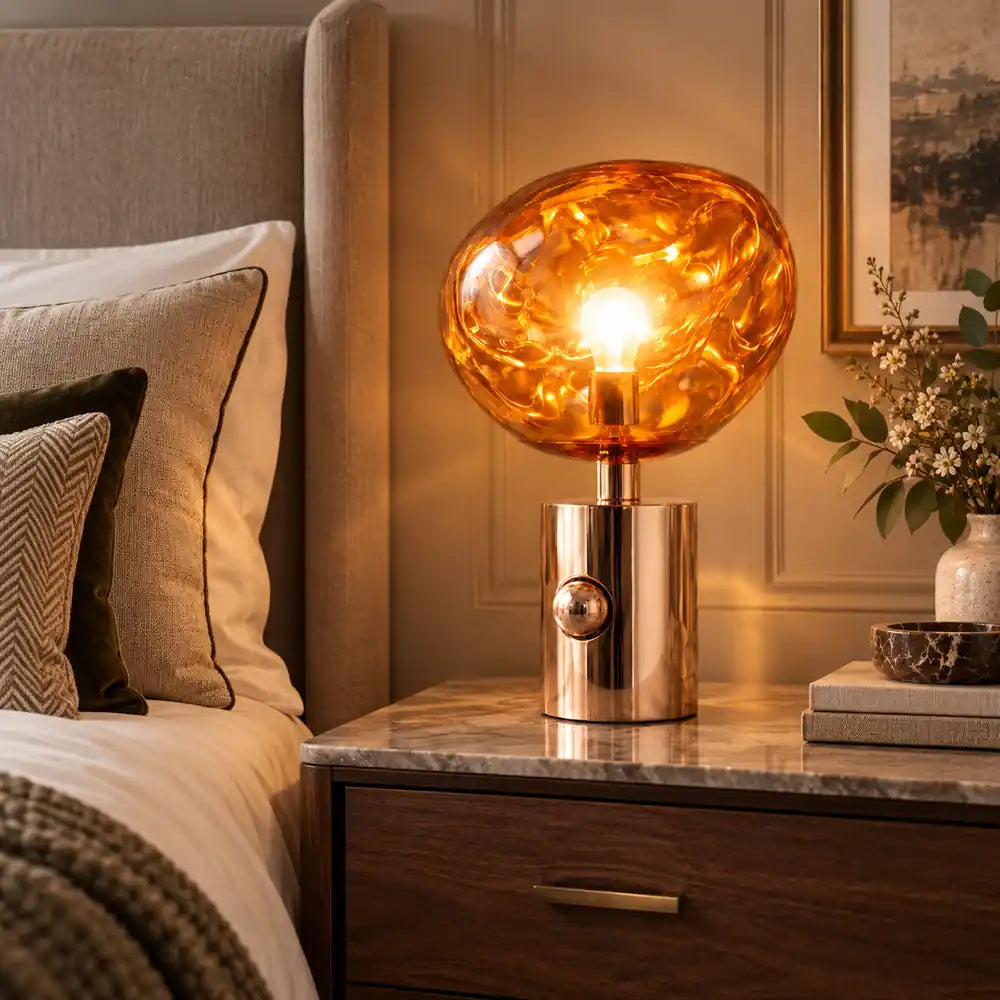 LavaGlow | Elegant Adjustable LED Table Lamp with Rose Gold Base