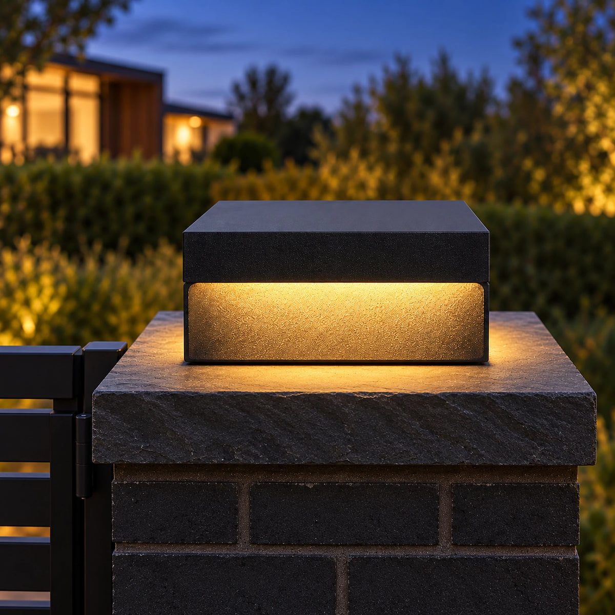 Plinthora | Minimalist Outdoor Pillar Light with Warm 3000K LED, Solar or Hardwired