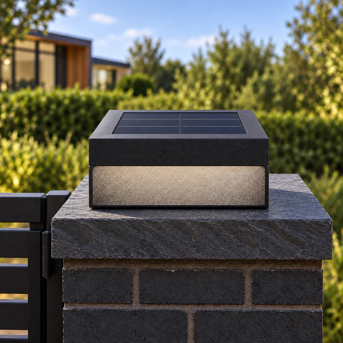 Plinthora | Minimalist Outdoor Pillar Light with Warm 3000K LED, Solar or Hardwired