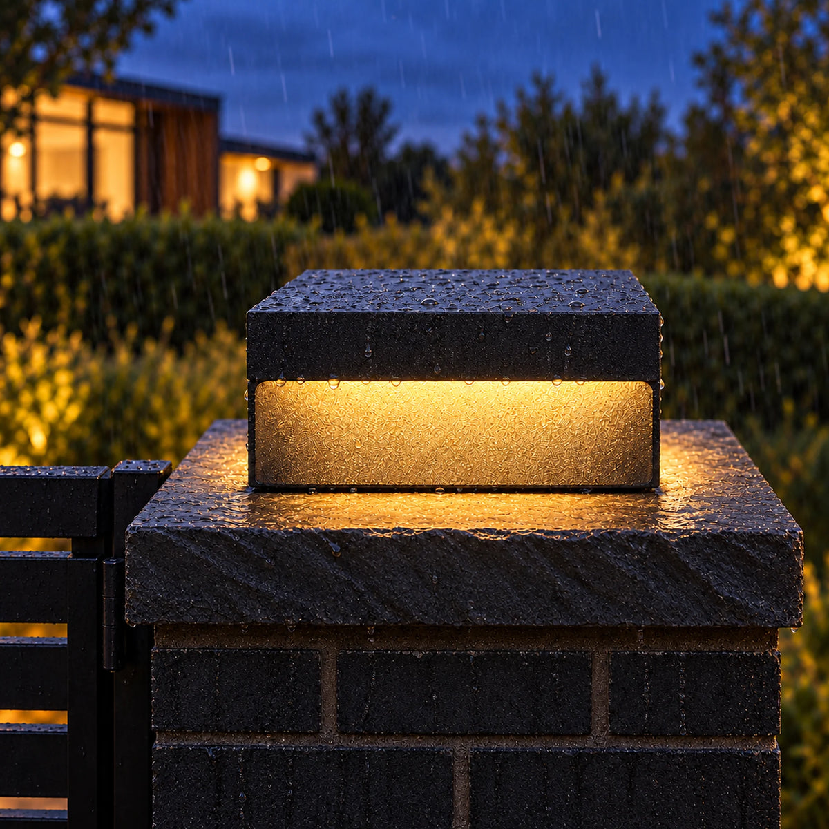 Plinthora | Minimalist Outdoor Pillar Light with Warm 3000K LED, Solar or Hardwired