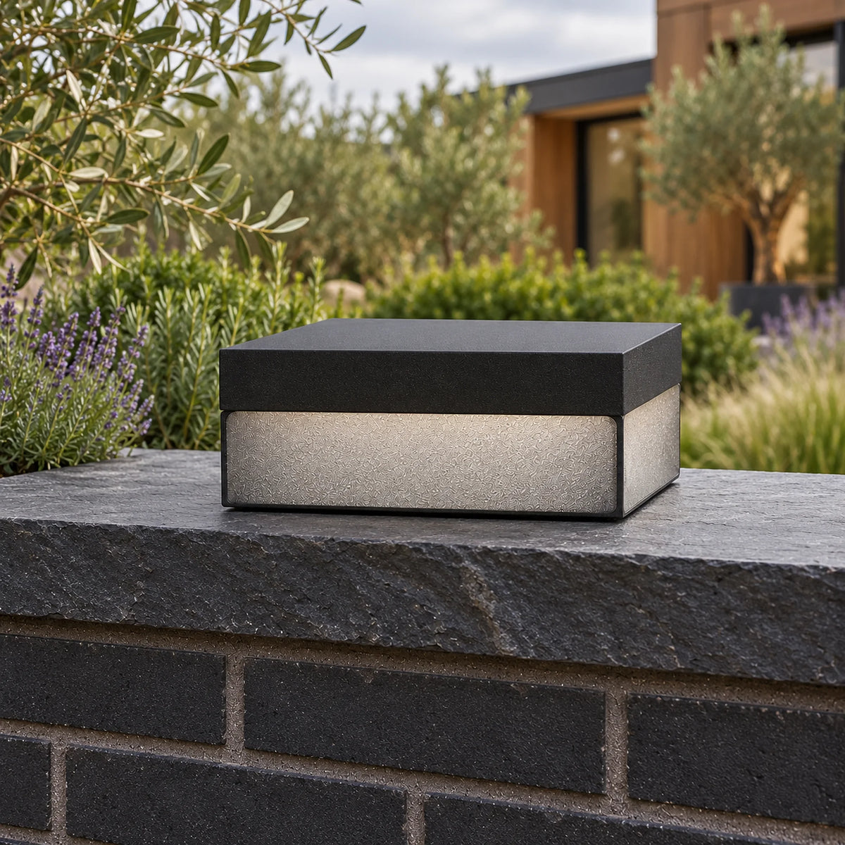 Plinthora | Minimalist Outdoor Pillar Light with Warm 3000K LED, Solar or Hardwired