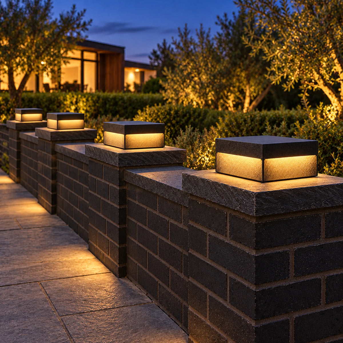 Plinthora | Minimalist Outdoor Pillar Light with Warm 3000K LED, Solar or Hardwired