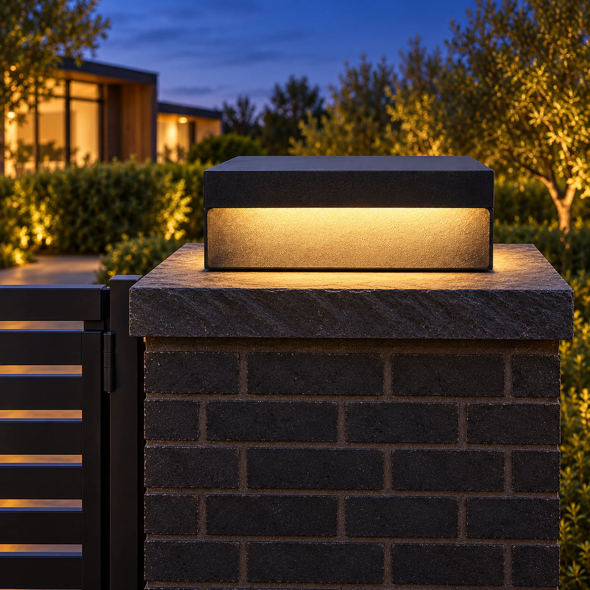 Plinthora | Minimalist Outdoor Pillar Light with Warm 3000K LED, Solar or Hardwired