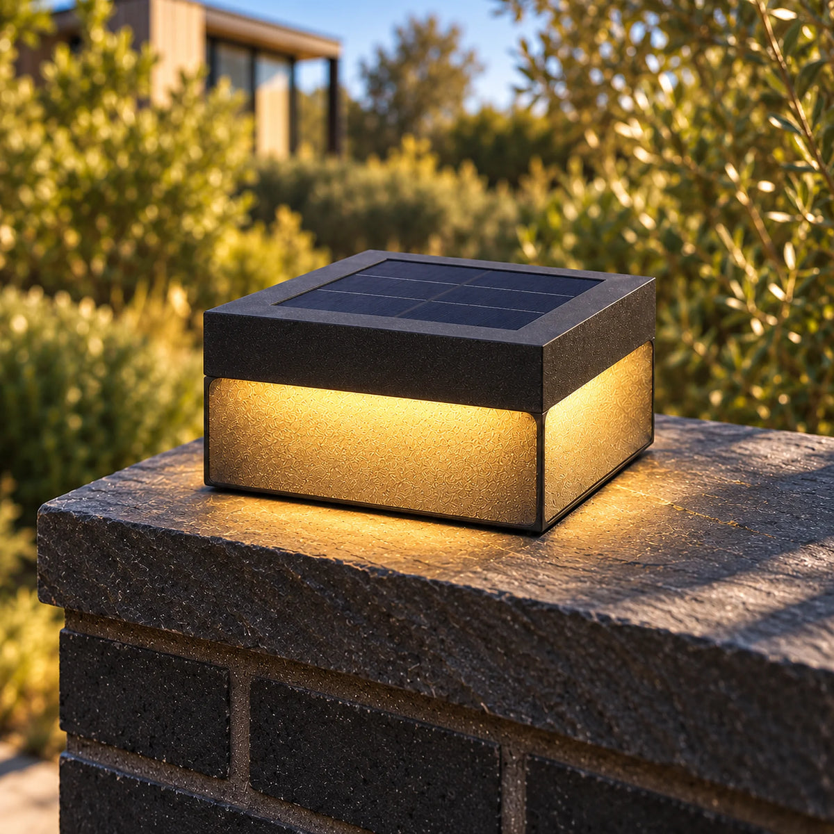Plinthora | Minimalist Outdoor Pillar Light with Warm 3000K LED, Solar or Hardwired